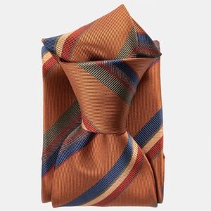Elizabetta Uomo Battisti Silk Jacquard Diagonal Striped Tie Color Ginger